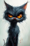 black kitty cat kitten orange eyes tail angry face digital sketch cute finnish cartoon pissed off best brunet