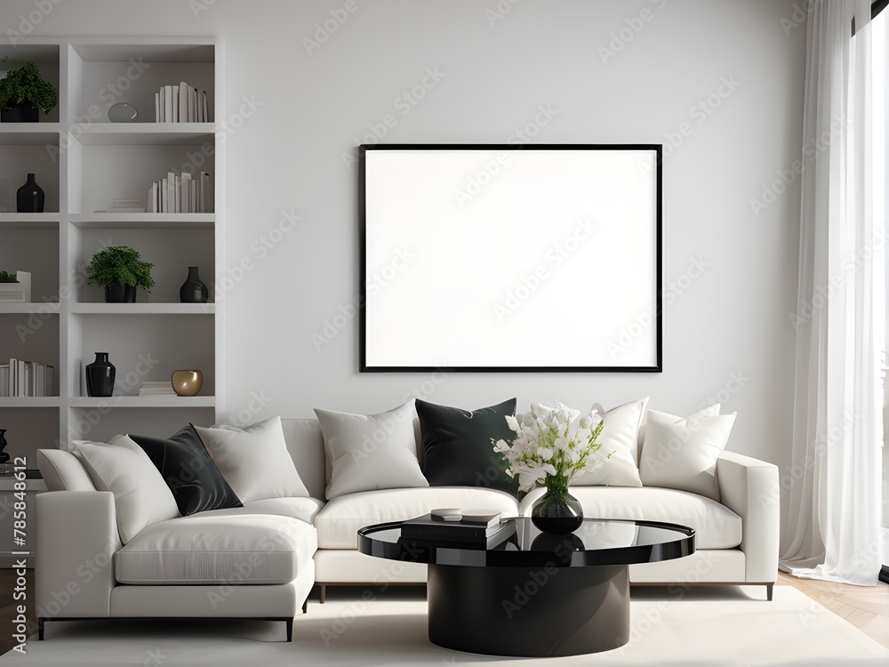 Mockup poster frame in modern living room interior background, interior mockup design, frame mockup Mockup poster frame in modern living room interior background, interior mockup design, frame mockup