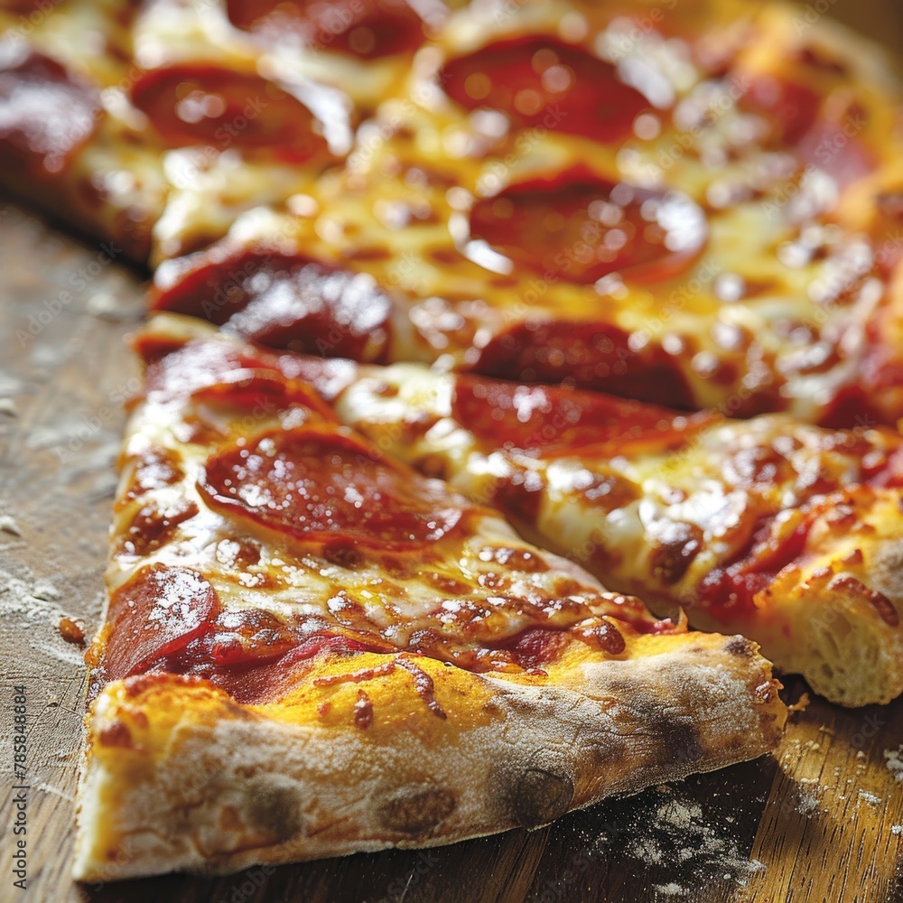 delicious pizza with salami and mozzarella close-up delicious pizza with salami and mozzarella close-up