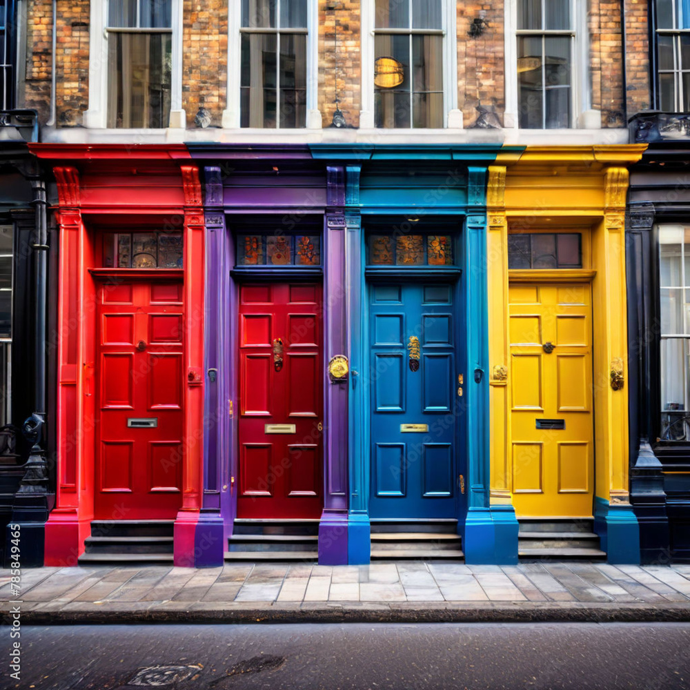 Fototapeta premium red and blue doors