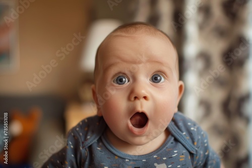 Baby with open mouth and a surprised expression