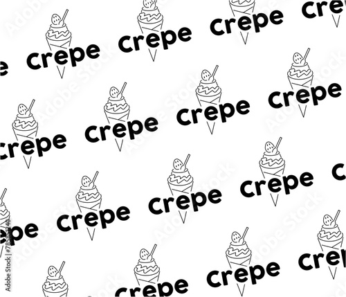 クレープショップをイメージしたイラストレーションです。Tシャツやトートバッグにオススメです。