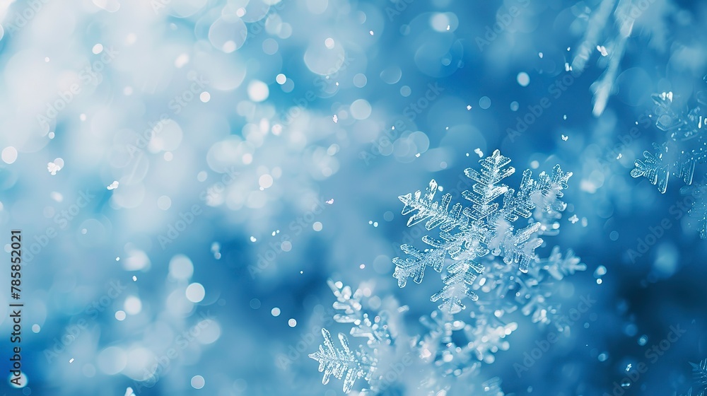 Soft, blurred abstract snowflakes against a cool blue background, symbolizing gentle snowfall. Soft, blurred abstract snowflakes against a cool blue background, symbolizing gentle snowfall.