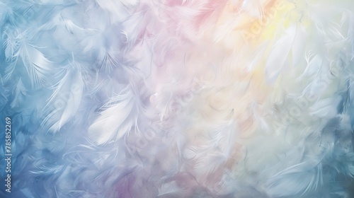 Soft, feathery abstract textures in white and pastels, symbolizing Easter chicks and bunnies.  photo