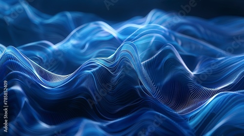 Soft glowing abstract pulses, rhythmic in deep blues, symbolizing the heartbeat of digital life. 