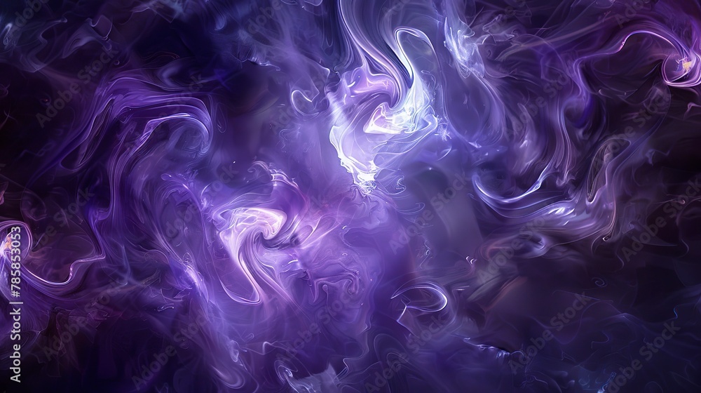 Fototapeta premium Swirling abstract mists in deep purples and blacks, symbolizing the mysterious Halloween night.