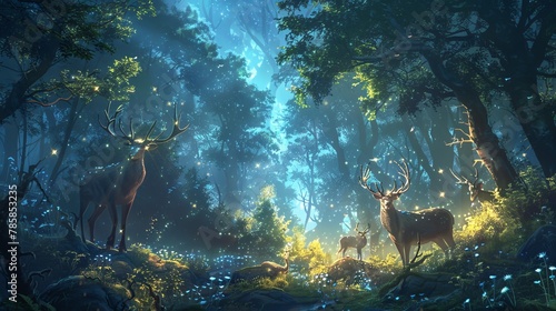 Title: Enchanted Forest Run by Animal Influencers - Fantasy Illustration