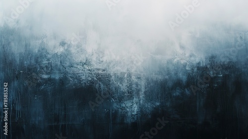 Soft  abstract layers of foggy grays and blues  creating a chilling  mysterious atmosphere.