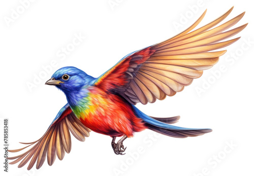PNG Painted bunting flying bird drawing animal © Rawpixel.com