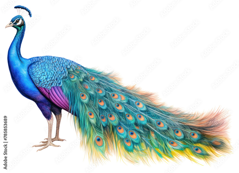 Fototapeta premium PNG Indian peafowl spreading bird peacock animal