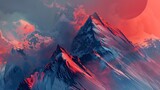 Stylized abstract mountainscape, representing challenges overcome and heights achieved together. 