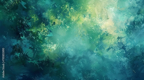 Softly blended abstract in blues and greens, symbolizing calmness, wisdom, and guidance. 