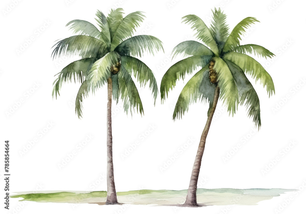 Obraz premium PNG Coconut trees on beach outdoors plant white background