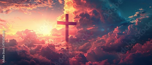 Sacred cross standing against the dynamic skies of revelation #785854648