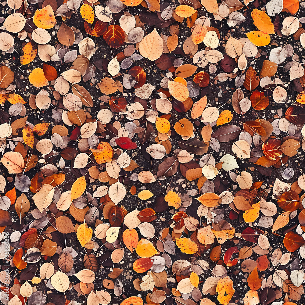 Fallen Autumn Leaves in Warm Hues, Texture Background, Fall Season Pattern Fallen Autumn Leaves in Warm Hues, Texture Background, Fall Season Pattern