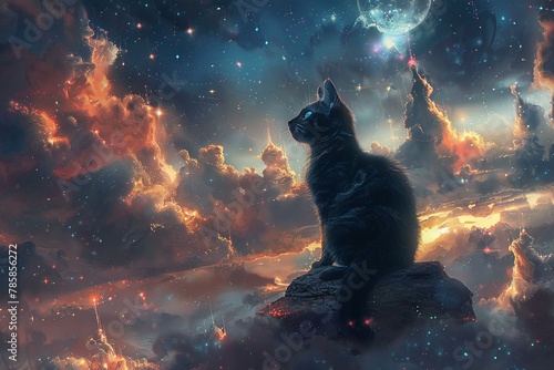 Galaxy guardians, cats keeping watch over celestial wonders