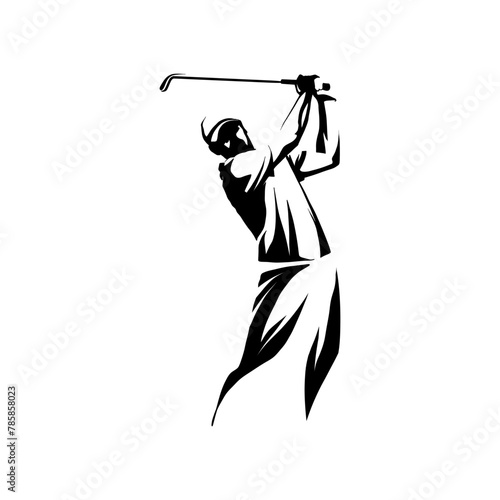 simple silhouette illustration of a person hitting golf © Ibnu