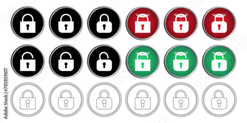 Set of Locking and Unlocking Button Icons. Accessibility Symbol Vector. Design can be Edited