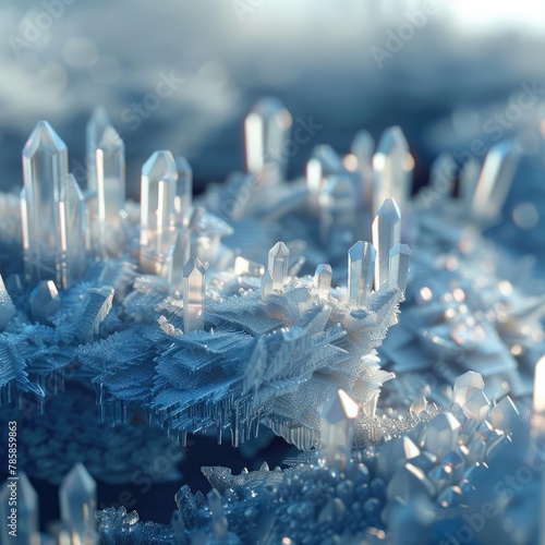 3D digital ice crystals growing in a supercooled environment photo
