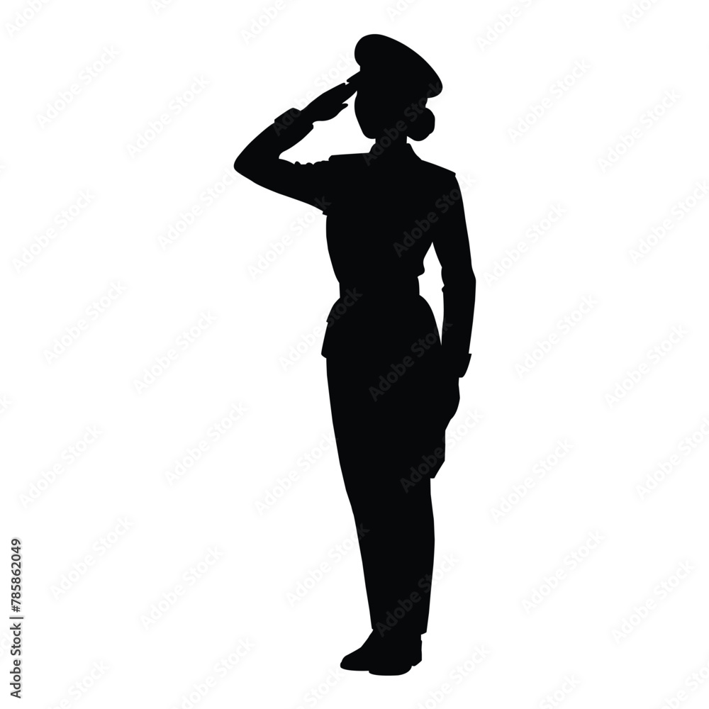 silhouette of a soldier woman salute