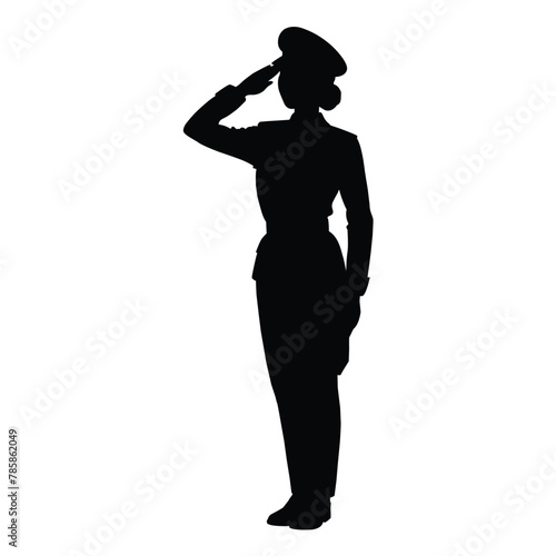 silhouette of a soldier woman salute