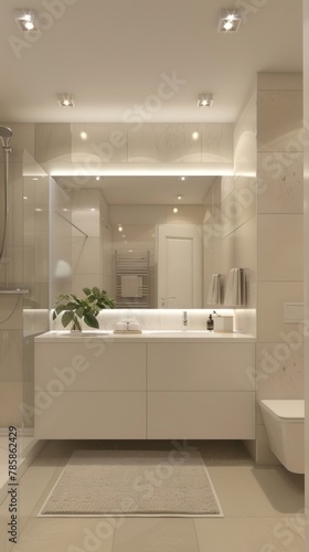 Minimalistic and clean bathroom, clear and comfortable bath