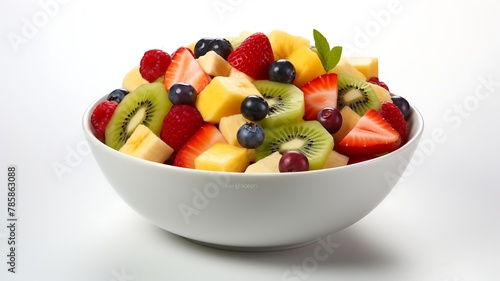 Fresh fruit salad on white background
