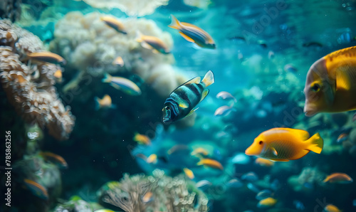 ocean day background with beautiful underwater and fish © Ilham