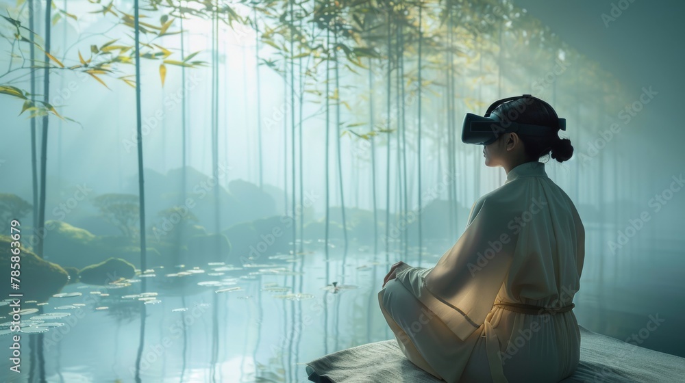 Title: Virtual Reality Therapy Session in Tranquil Landscapes Title: Virtual Reality Therapy Session in Tranquil Landscapes