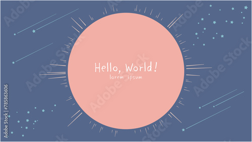 Cute universe background image with copy space. Vector illustration of starry sky and a shining planet.