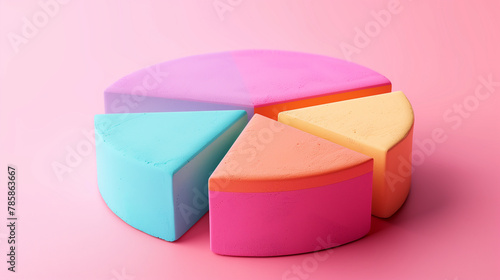 Pie Chart, growth and progress chart of business. 3D model of Pie graph. Generative AI