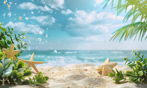 summer time in beautiful beach background copy space