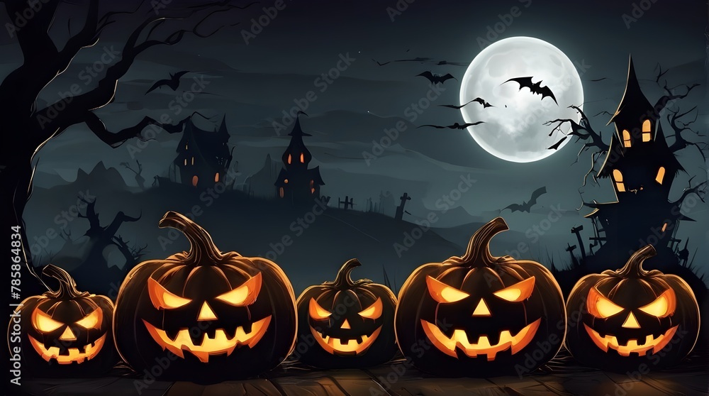 Halloween banner illustration with scary pumpkins background concept alim graphic