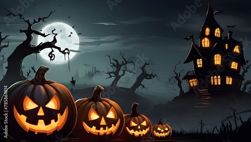 Halloween banner illustration with scary pumpkins background concept alim graphic