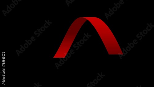 Collection of 4K 3D rotating red ribbons, including various direction of movement. Transparent background.