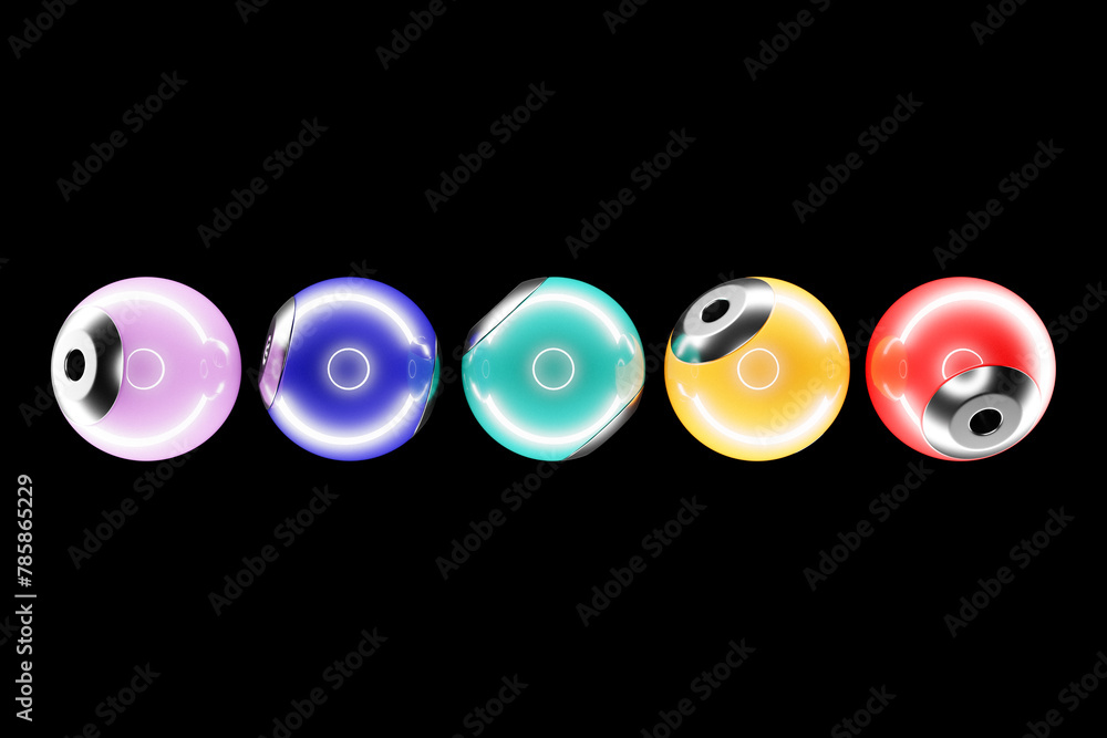 3d illustration of a colorful spheres on a black background. Digital metaball background of flying 3d illustration of a colorful spheres on a black background. Digital metaball background of flying