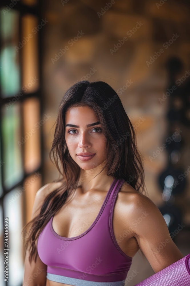 portrait of a beautiful woman on a gym