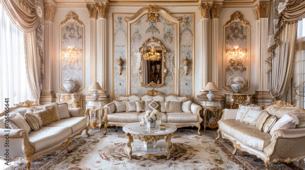 Obraz premium Transform your living space into a luxurious oasis with our Luscious Luxury Highend panels featuring an intricate and ornate patterned finish reminiscent of royal palaces and adding .