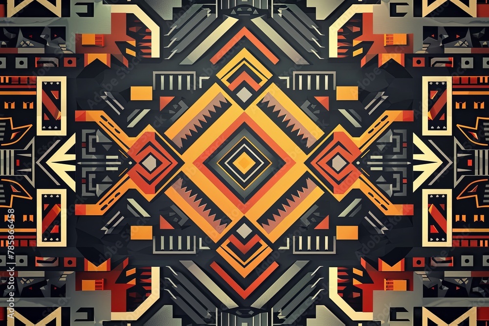 Captivating 3D Aztec pattern featuring depth and texture effects AI Image Captivating 3D Aztec pattern featuring depth and texture effects AI Image