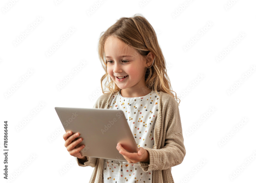 Young Girl Smiling Using Tablet Young Girl Smiling Using Tablet