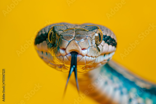 A snake with a long tongue sticking out of its mouth
