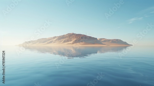 Abstract desert reflections: a minimalist shot of a mirage shimmering on the horizon.