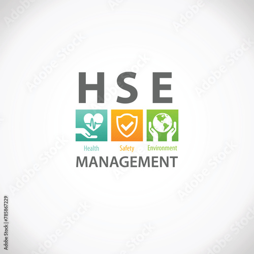 HSE Health Safety Environment Management Design Infographic for business and organization. Standard Safe Industrial Work