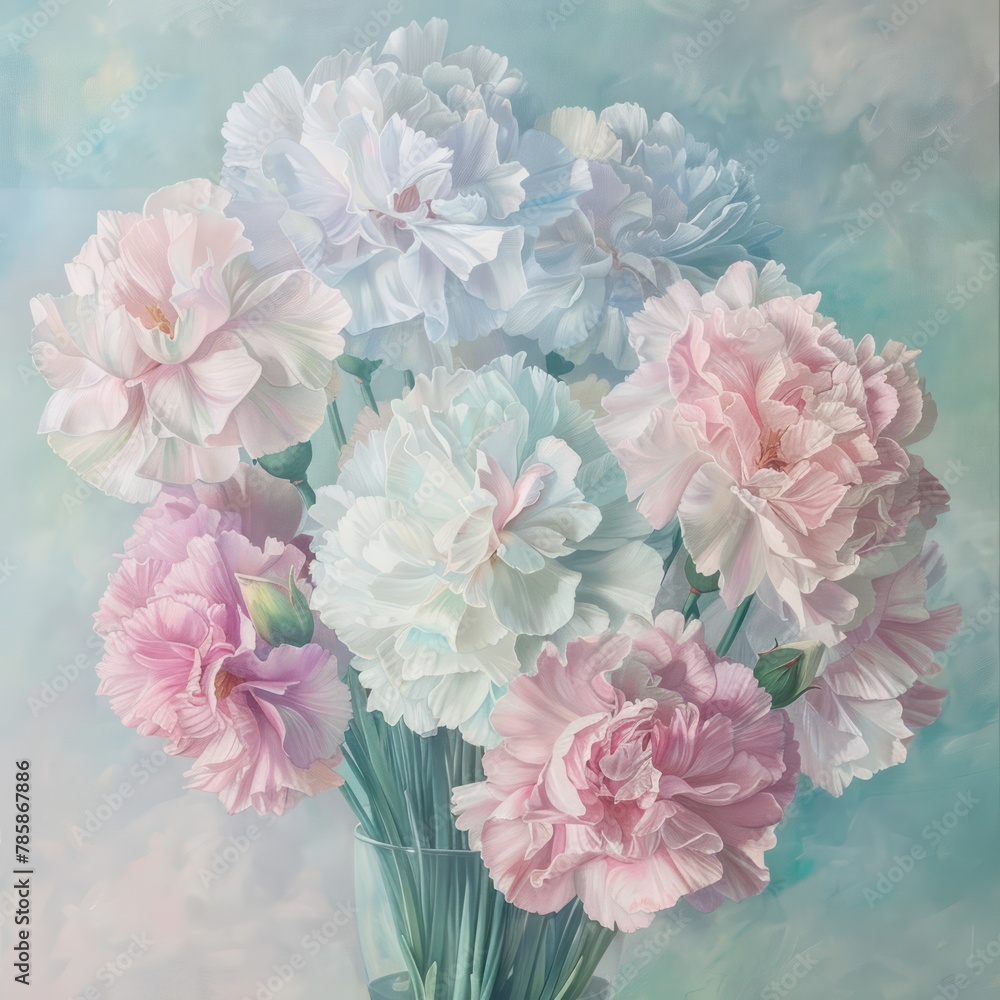 Carnations in soft pastels for a gentle