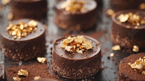Luxurious Circle Shape Dark Chocolate with Golden Flakes