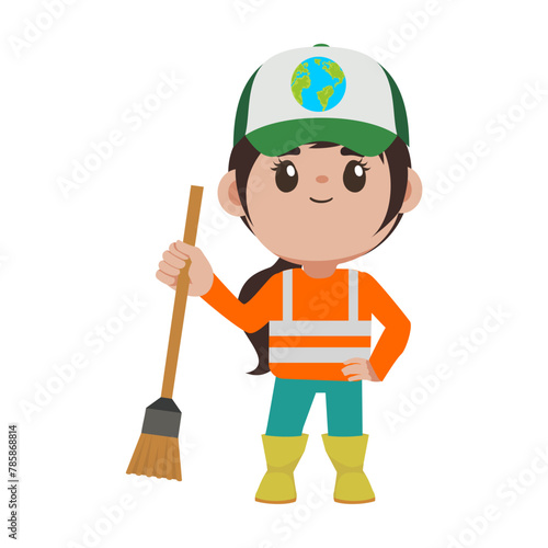 pose of people keeping the earth clean rubbish