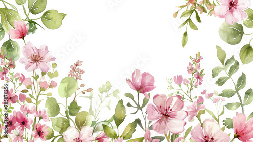 Spring and summer Background watercolor arrangements with small flower white background