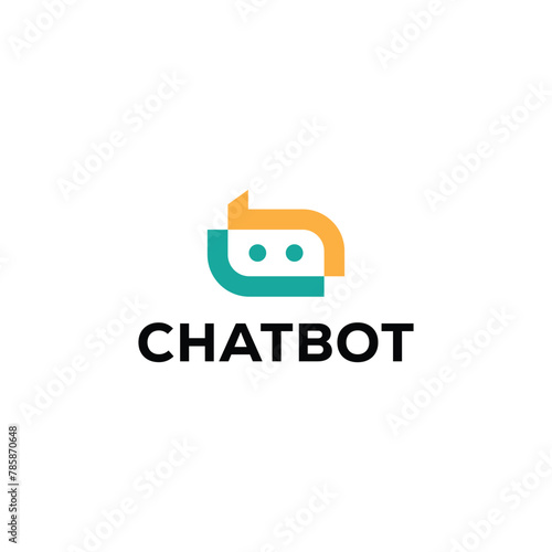 Minimalist chat bot logo icon vector