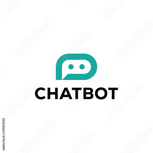 Geometric chat bot logo icon vector