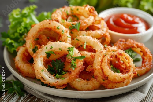 Delicious onion rings are onion rings dipped in batter and then fried to a golden brown. They have a crispy outer crust and a soft, juicy inner layer. They are often served with a spicy sauce or mayon